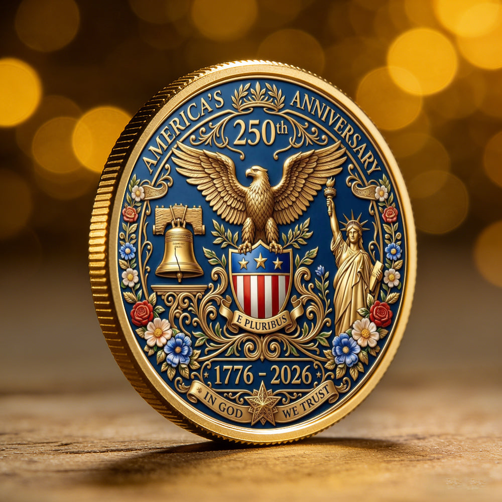 250 Years In God We Trust Coin, Semiquincentennial America Gift, Patriotic Christian Collectible Coin