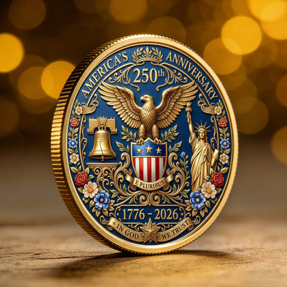 250 Years In God We Trust Coin, Semiquincentennial America Gift, Patriotic Christian Collectible Coin
