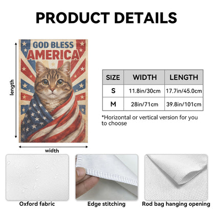 God Bless America Garden Flag, Funny Patriotic Flag, Funny Cat Decor