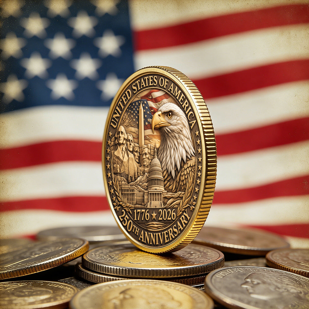 USA 250th Year Commemorative Coin, Semiquincentennial 1776-2026 America Gift, Patriotic Collectible Coin