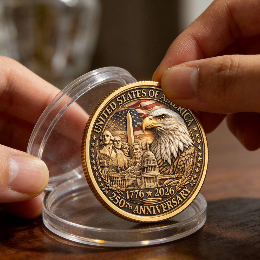 USA 250th Year Commemorative Coin, Semiquincentennial 1776-2026 America Gift, Patriotic Collectible Coin