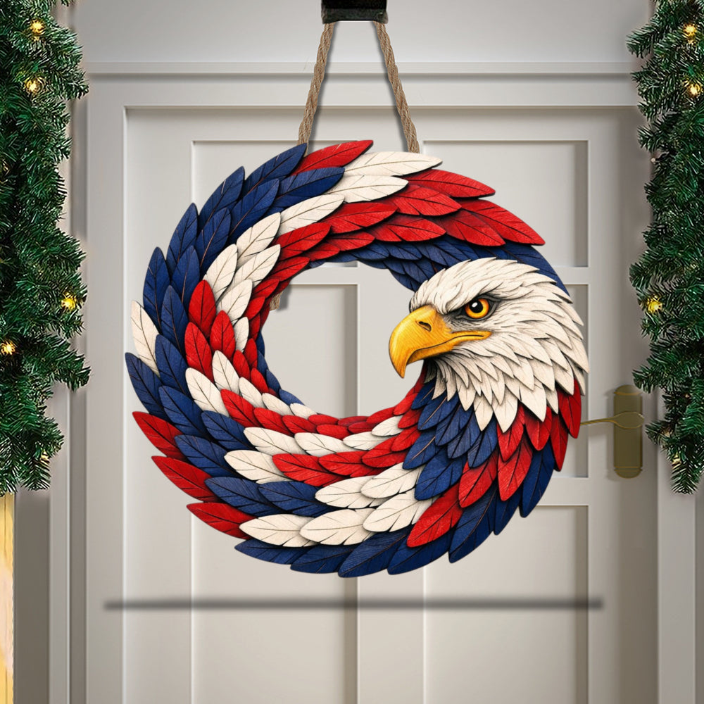 250th Year USA Anni Wooden Wreath, Patriotic Door Sign Semiquincentennial