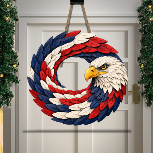 250th Year USA Anni Wooden Wreath, Patriotic Door Sign Semiquincentennial