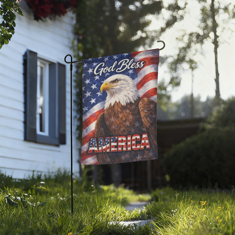 God Bless America Patriotic Eagle Outdoor Garden Flag