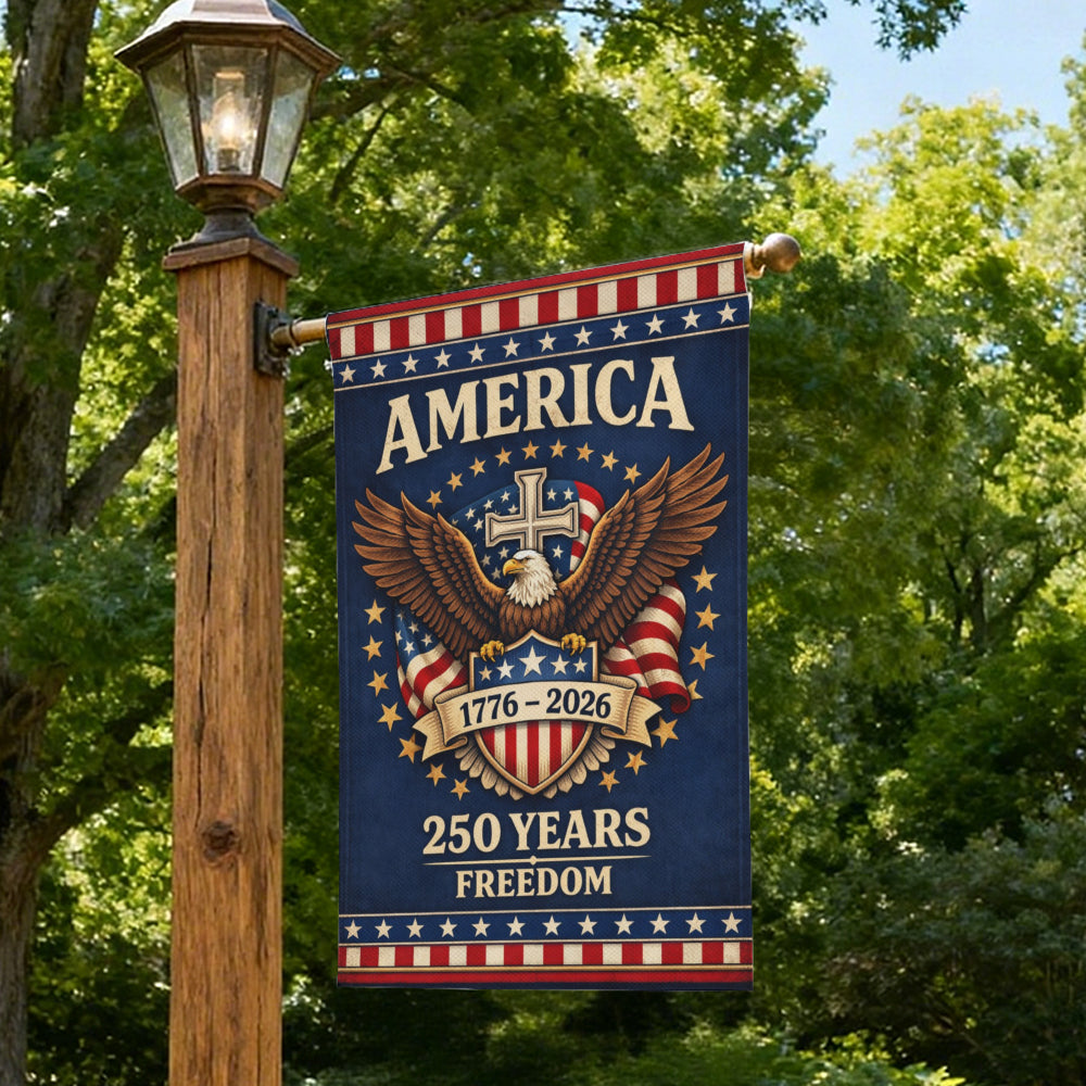 America 250 Years Freedom Eagle Christian Garden Flag