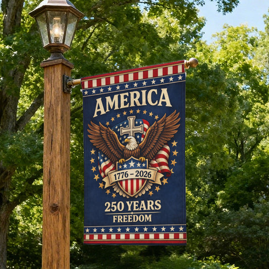 America 250 Years Freedom Eagle Christian Garden Flag