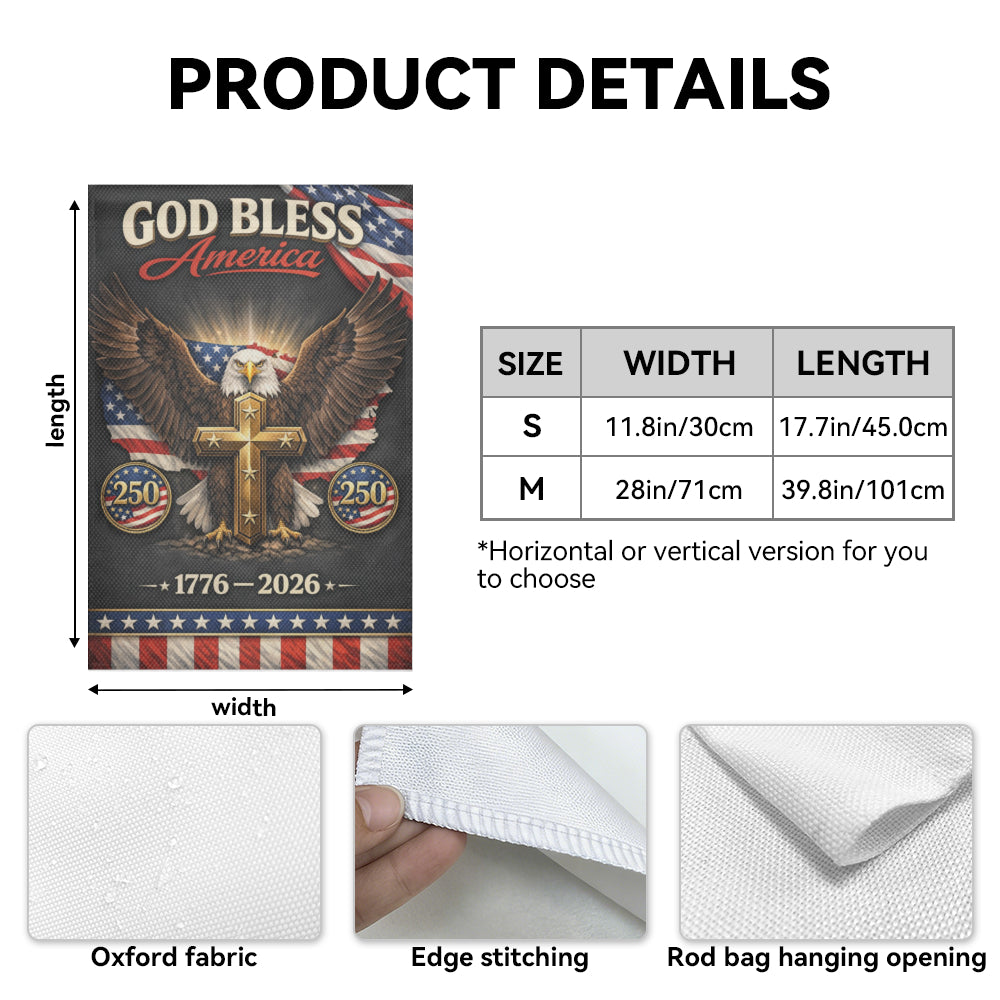 God Bless America 250 Patriotic Christian Garden Flag