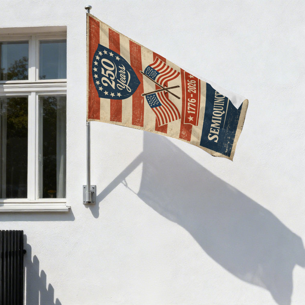 Vintage Style America’s 250th Anniversary Flag - Patriotic Retro Porch Decor