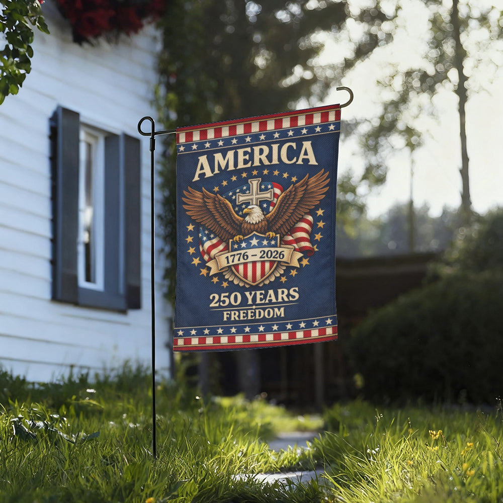 America 250 Years Freedom Eagle Christian Garden Flag