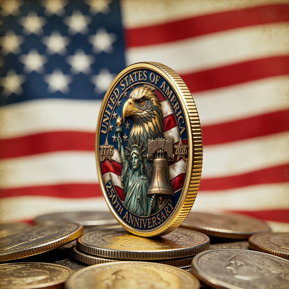 250 Years Celebration Coin, 1776 - 2026 Semiquincentennial Gift, Patriotic Collectible