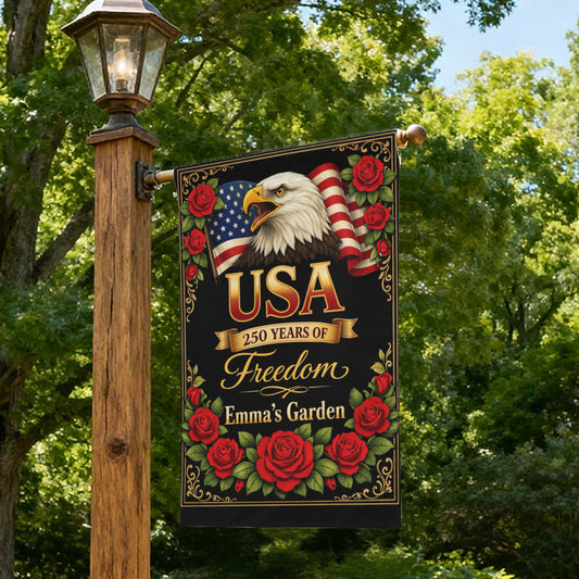 Personalized USA 250 Years of Freedom Patriotic Garden Flag