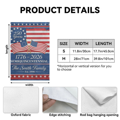 Custom Family America 250 Years Patriotic Double Flag Garden Flag