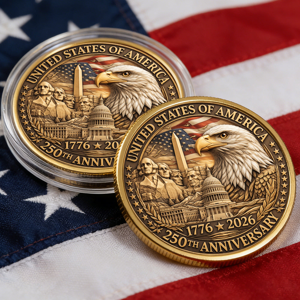 USA 250th Year Commemorative Coin, Semiquincentennial 1776-2026 America Gift, Patriotic Collectible Coin