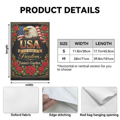 Personalized USA 250 Years of Freedom Patriotic Garden Flag