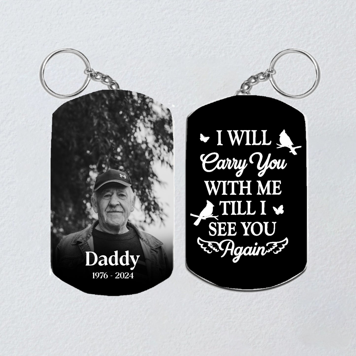 Loss of Dad Keychain, Rememberance Dog Tag