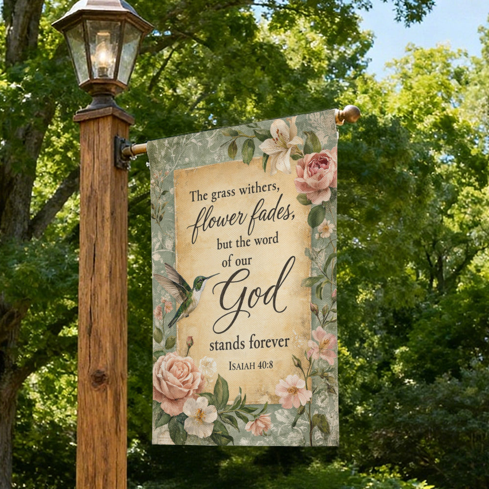 Isaiah 40:8 Bible Verse Christian Floral Garden Flag Decor