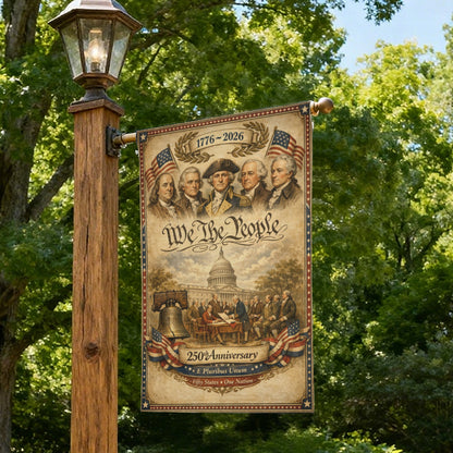 Vintage We The People 1776-2026 Patriotic Outdoor Garden Flag