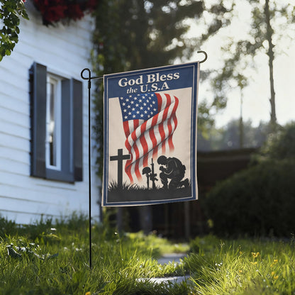 Patriotic Veteran Memorial God Bless the USA Garden Flag
