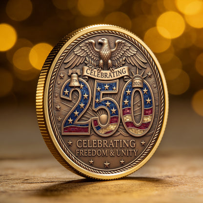 USA 250th Year Celebration Coin, Semiquincentennial 1776-2026 America Gift, Patriotic Collectible Coin