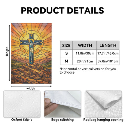Stained Glass Crucifix Jesus Cross Christian Garden Flag