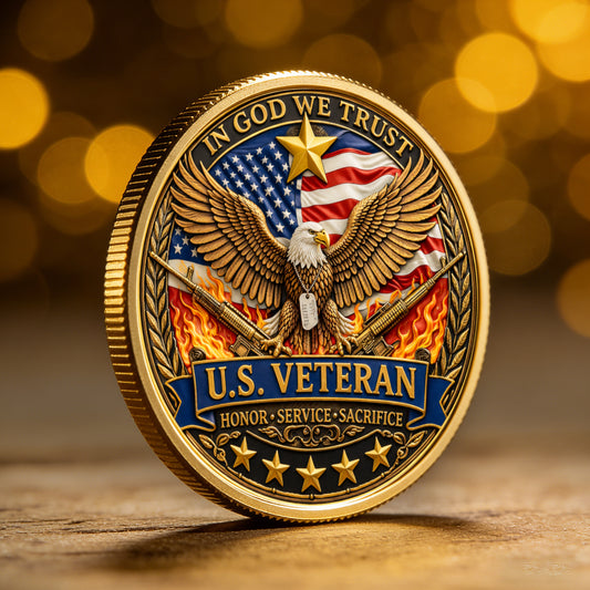 U.S. Veteran Commemorative Coin, 250 Years Freedom Battlefield Cross, 250 Years Anniversary Keepsake
