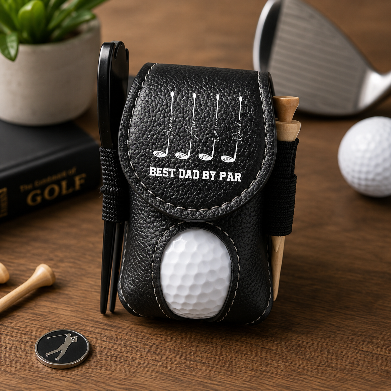 Custom Best Dad by Par Golf Ball Bag