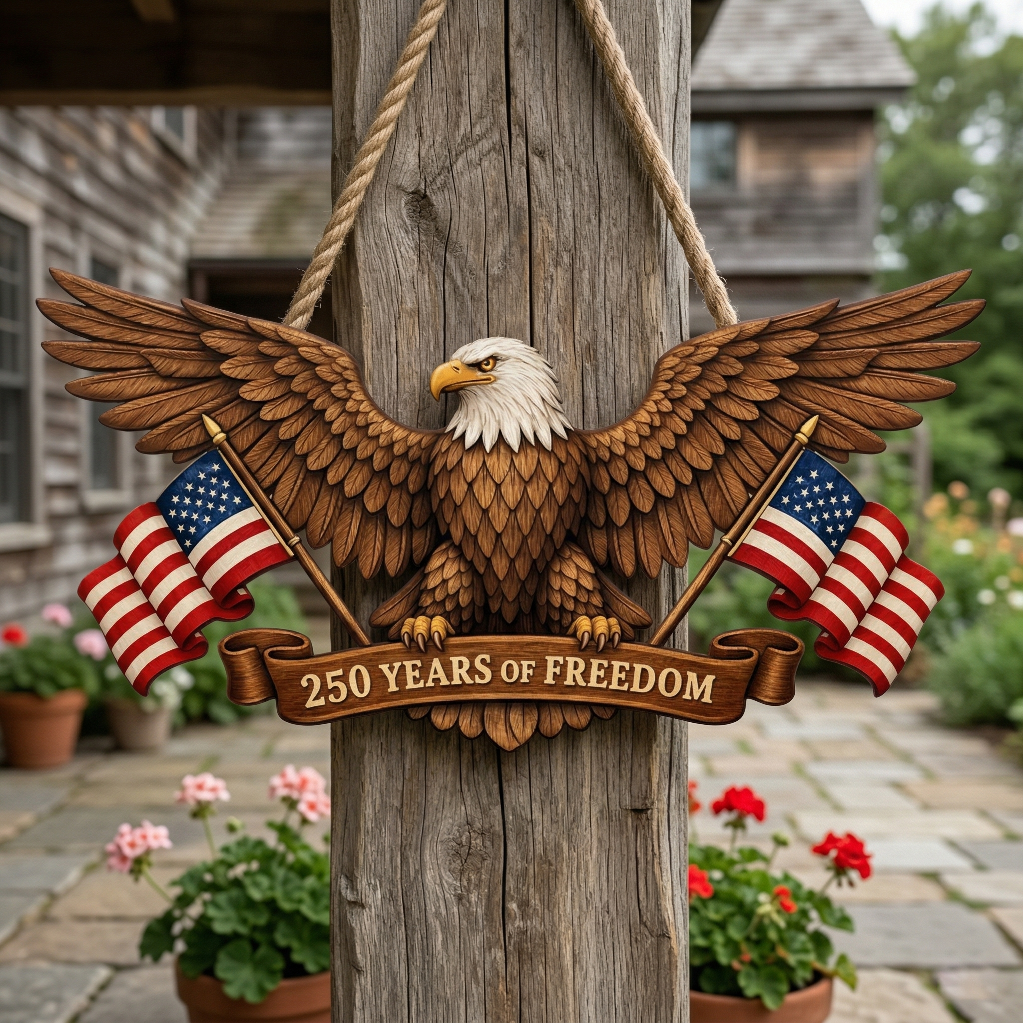 Cut-out 250th Year Anniversary Wooden Sign, Patriotic Door Sign Decor