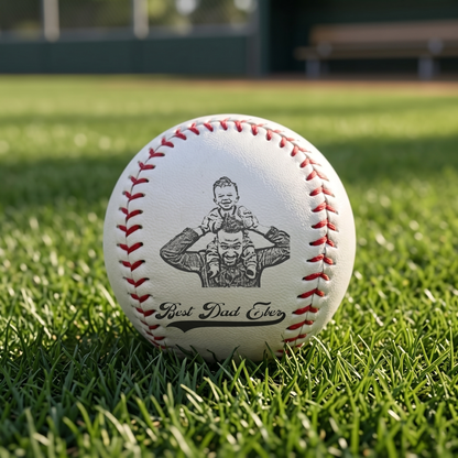Custom Photo Engraved Baseball Dad Gift