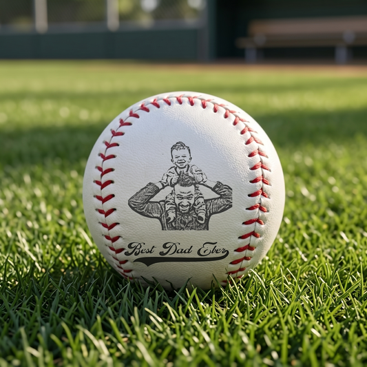 Custom Photo Engraved Baseball Dad Gift