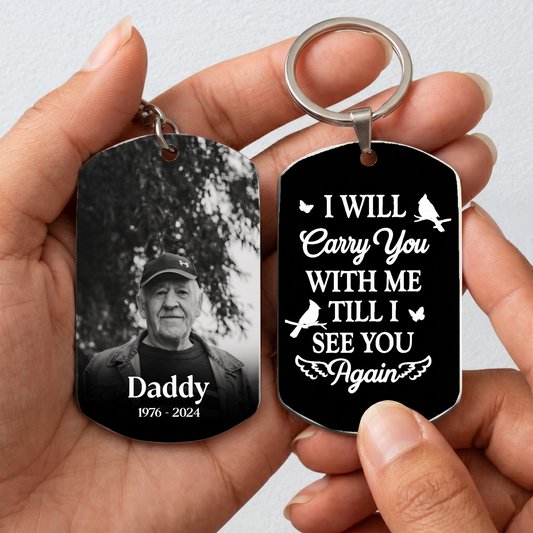 Loss of Dad Keychain, Rememberance Dog Tag