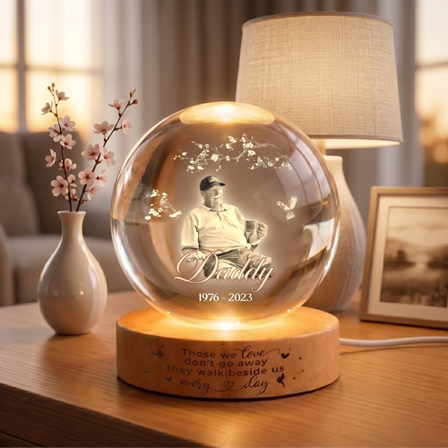 Custom Loss of Dad Crystal Night Light