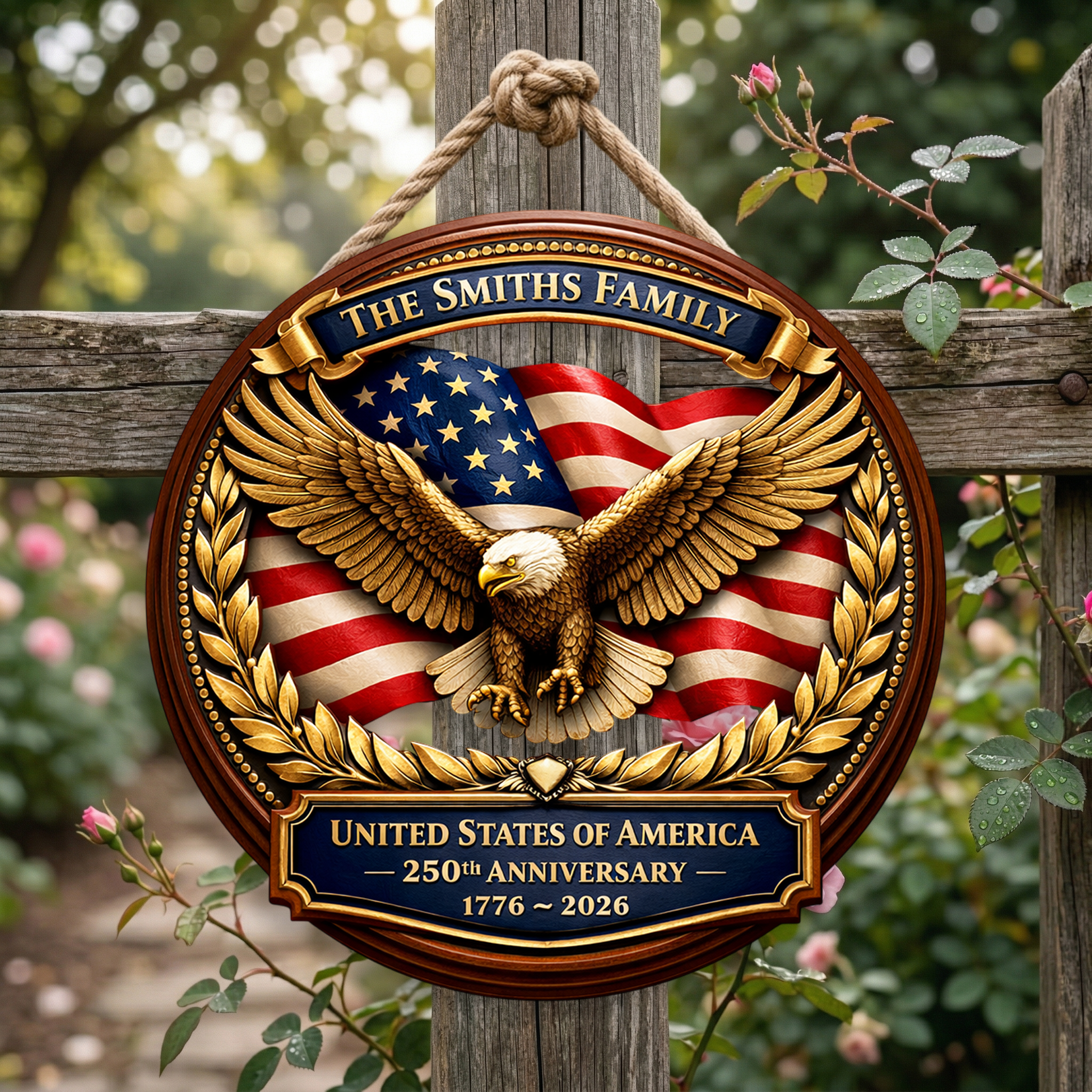 Custom America 250th Anniversary Wood Sign, 1776-2026 Patriotic Door Sign Semiquincentennial