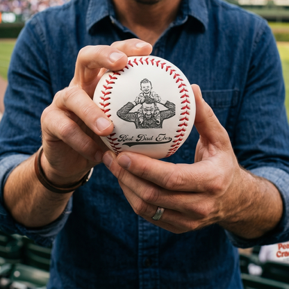 Custom Photo Engraved Baseball Dad Gift