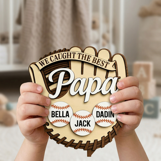 Caught Best Dad Wooden Plaque