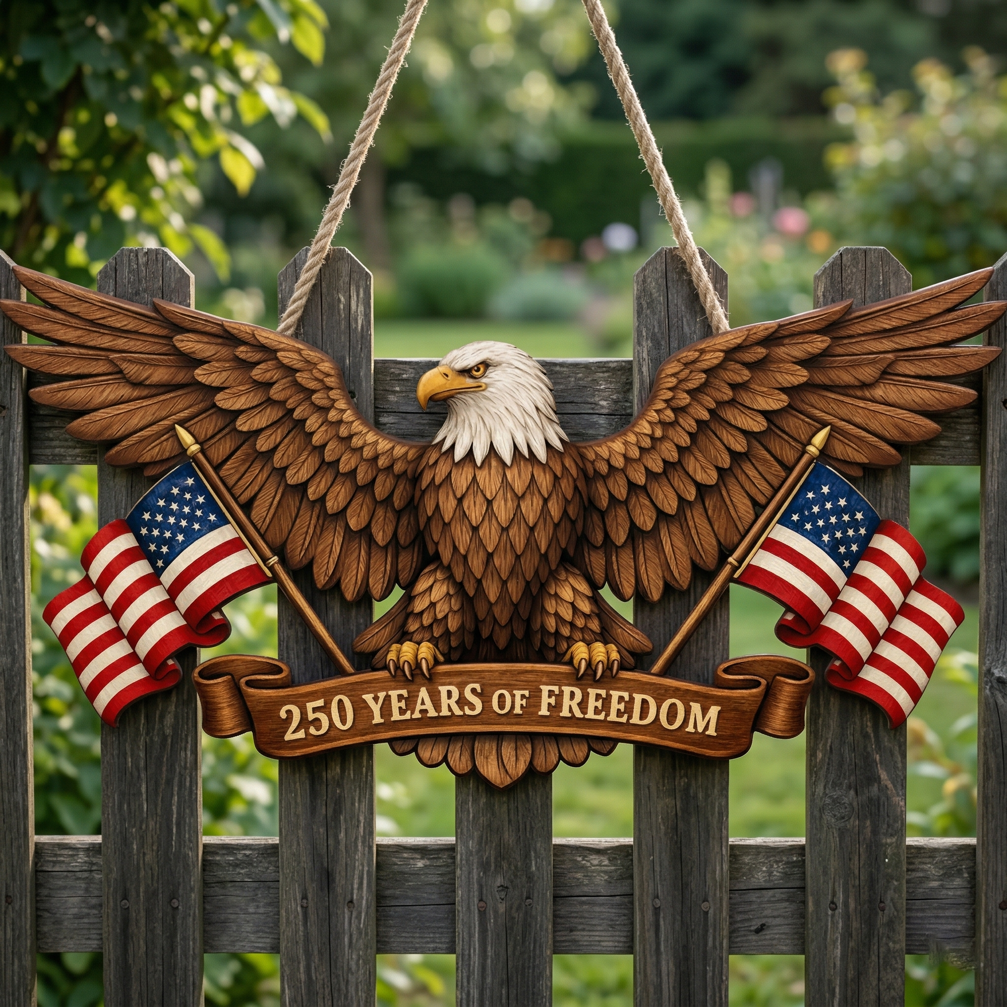 Cut-out 250th Year Anniversary Wooden Sign, Patriotic Door Sign Decor