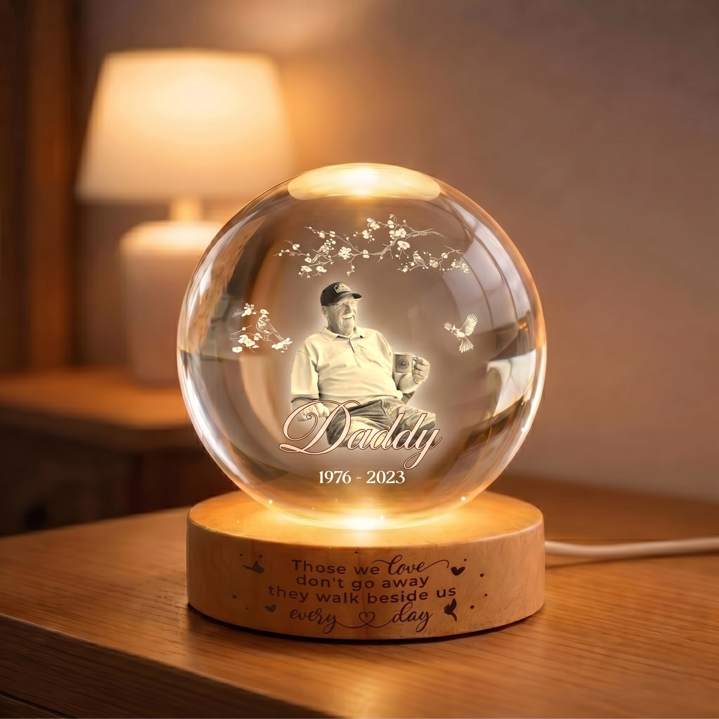 Custom Loss of Dad Crystal Night Light