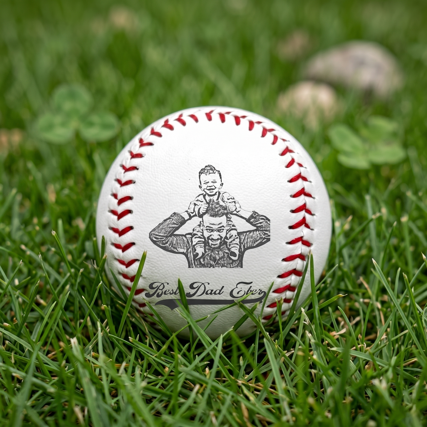 Custom Photo Engraved Baseball Dad Gift