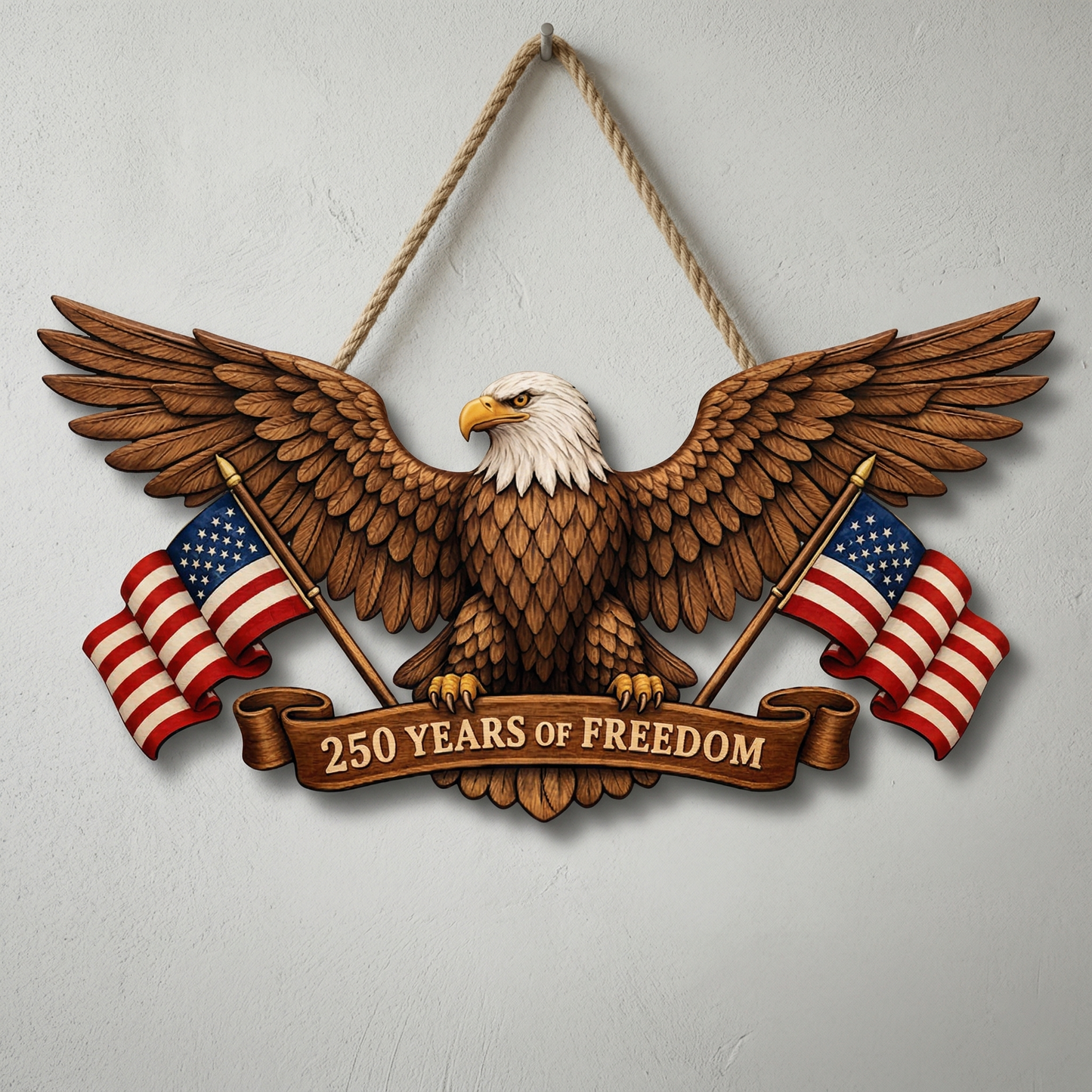 Cut-out 250th Year Anniversary Wooden Sign, Patriotic Door Sign Decor
