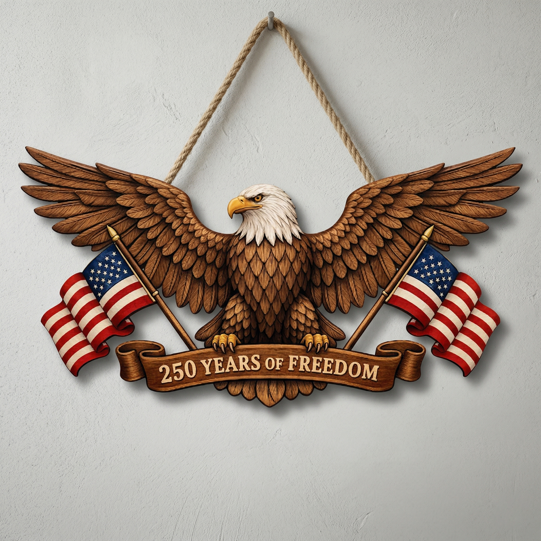 Cut-out 250th Year Anniversary Wooden Sign, Patriotic Door Sign Decor