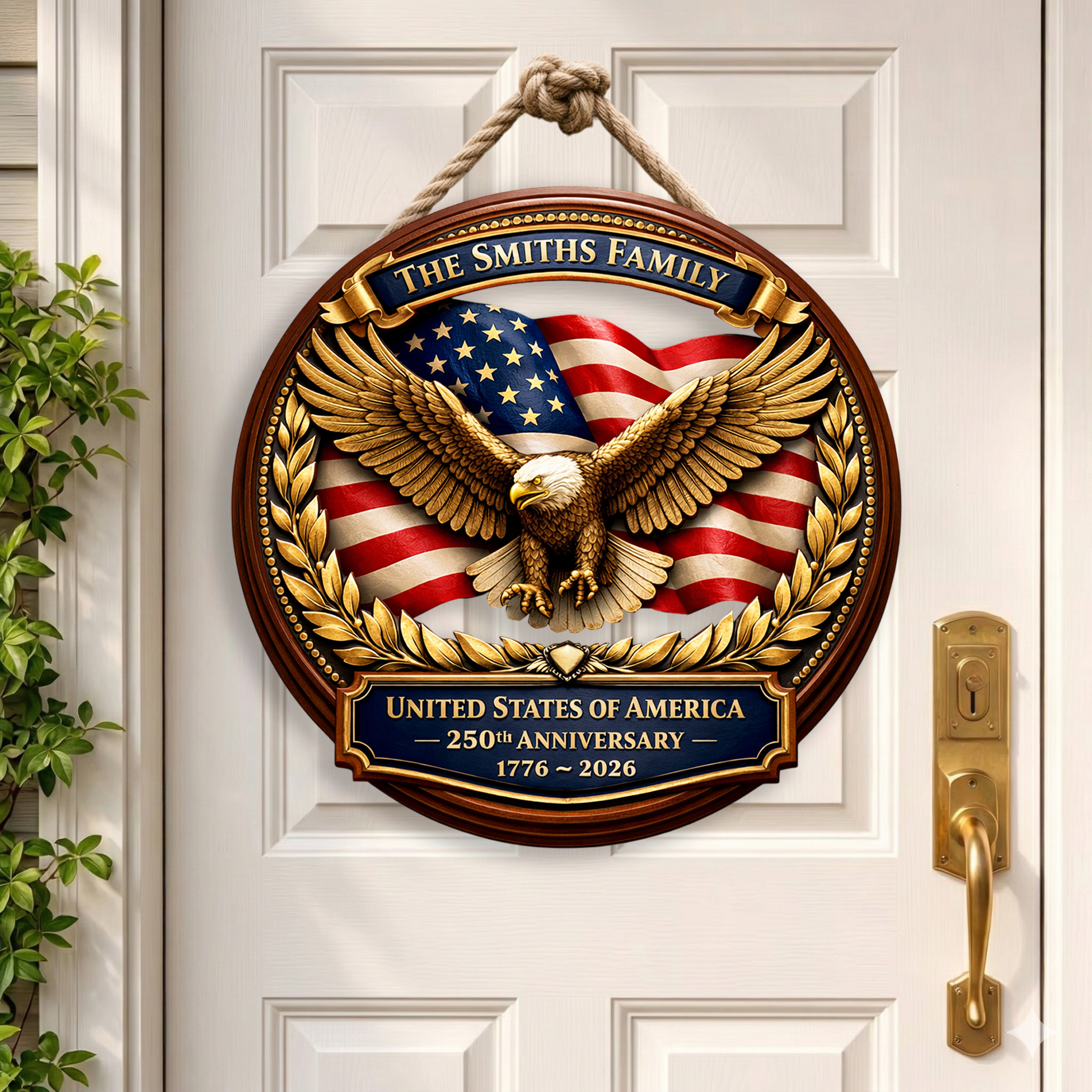 Custom America 250th Anniversary Wood Sign, 1776-2026 Patriotic Door Sign Semiquincentennial
