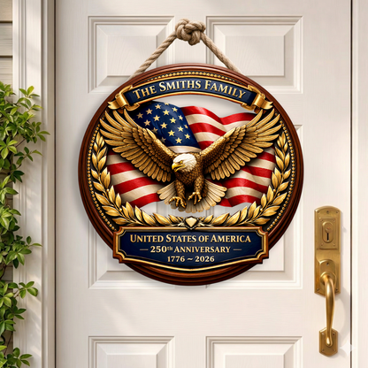 Custom America 250th Anniversary Wood Sign, 1776-2026 Patriotic Door Sign Semiquincentennial