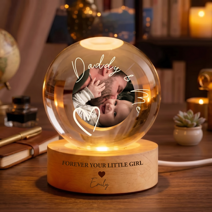 Custom Photo Crystal Ball Lamp, Gift for Dad, Father Day Gift