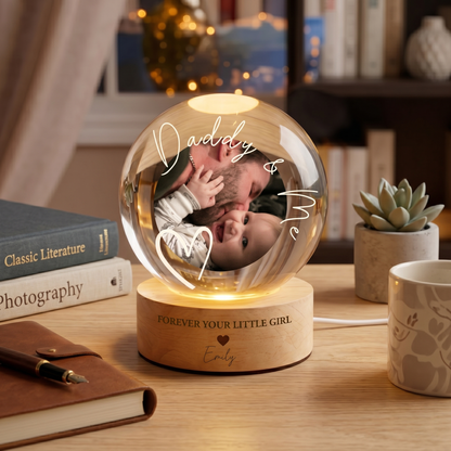 Custom Photo Crystal Ball Lamp, Gift for Dad, Father Day Gift