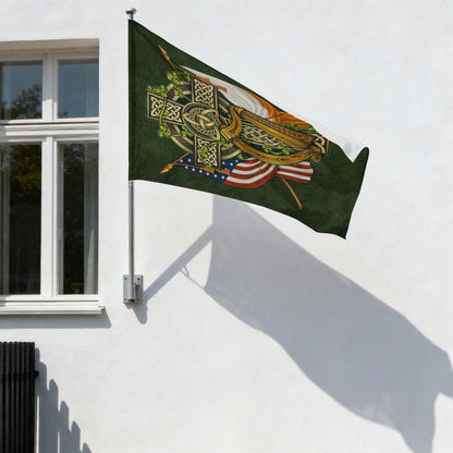 Irish American Celtic Cross Harp Shamrock Patriotic Garden Flag