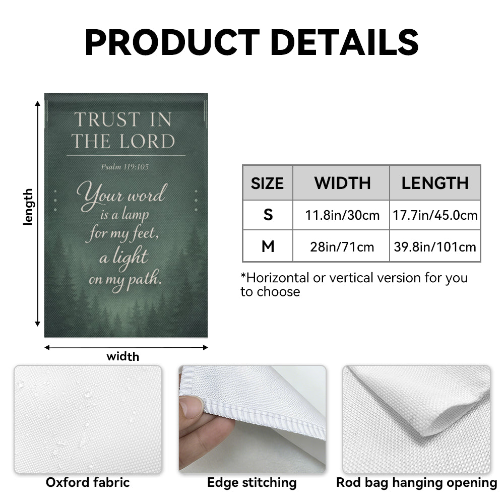 Trust In The Lord Psalm 119:105 Christian Garden Flag