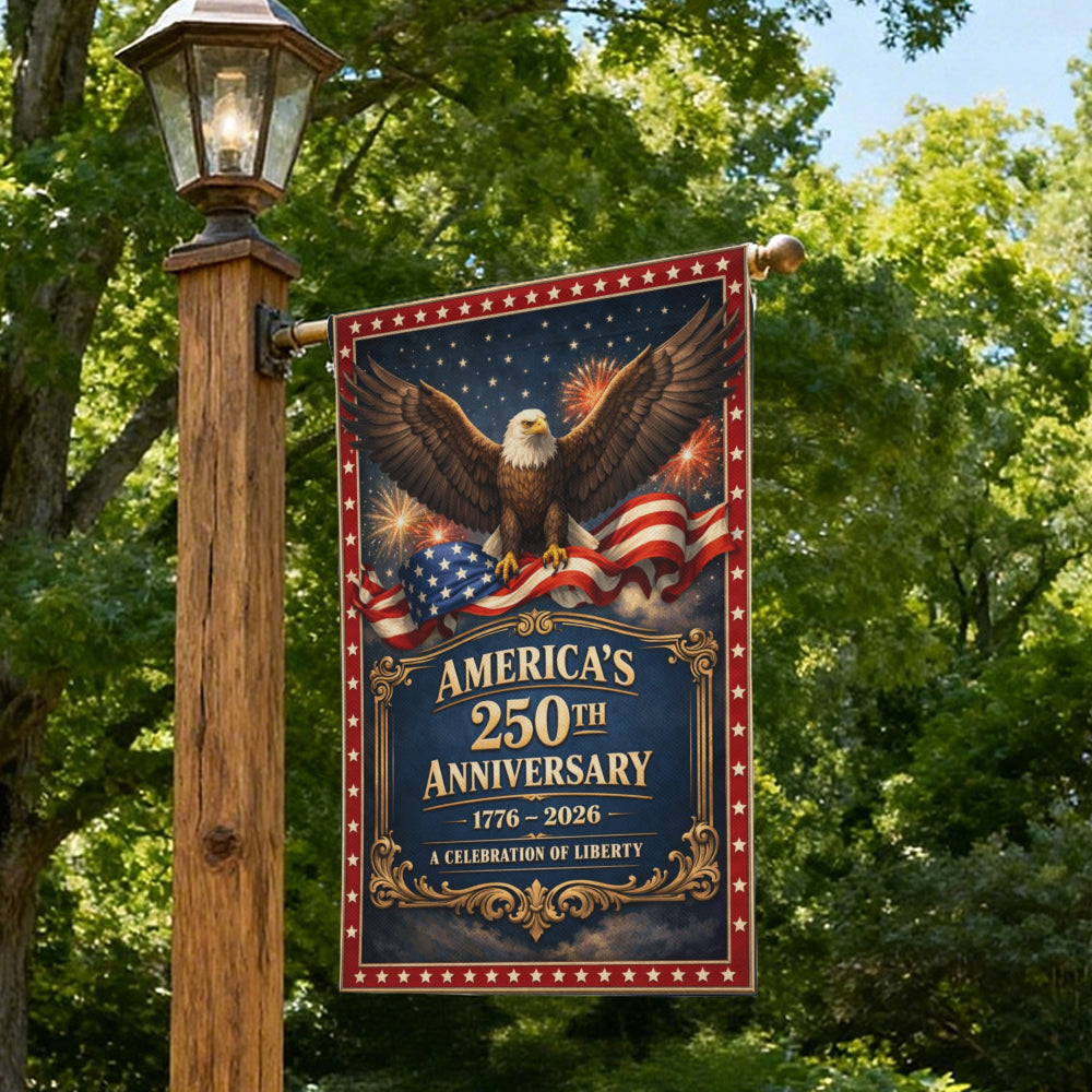 America's 250th Anniversary Patriotic Eagle Fireworks Garden Flag