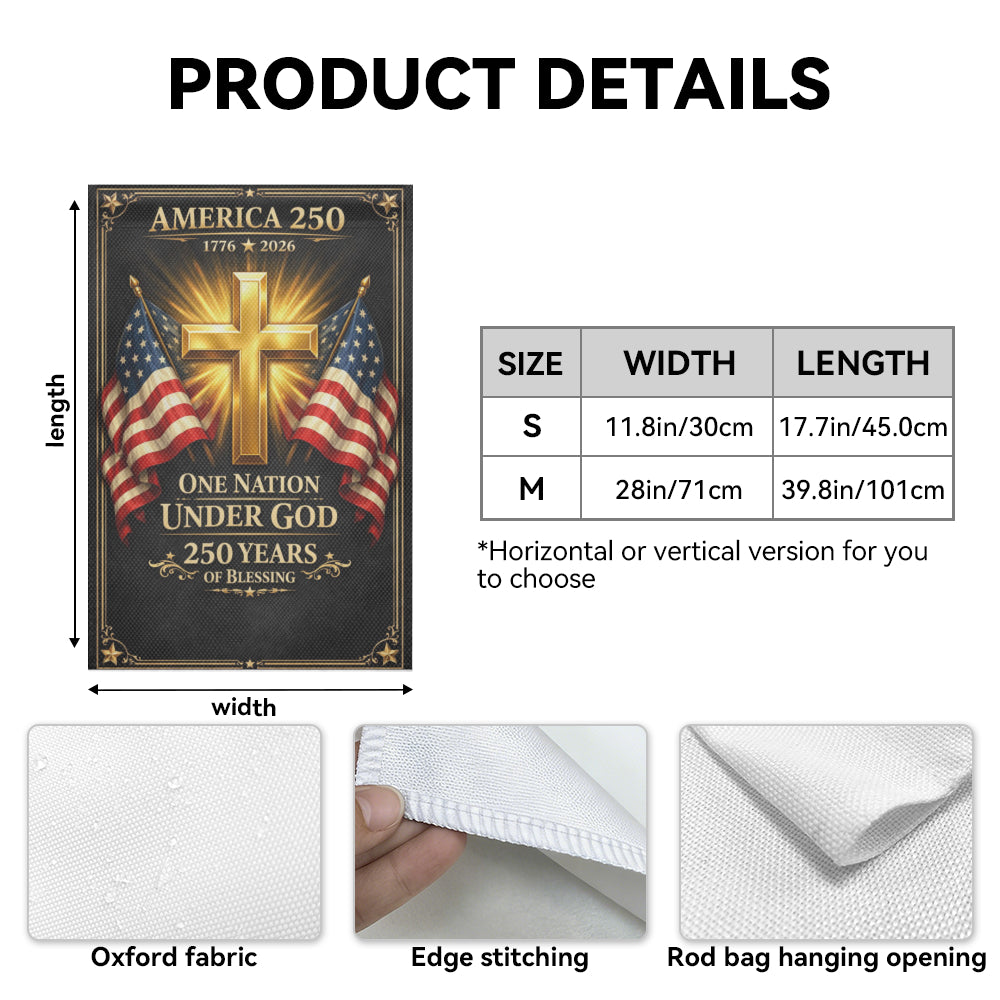 1776-2026 Christian Cross America 250 Patriotic Garden Flag