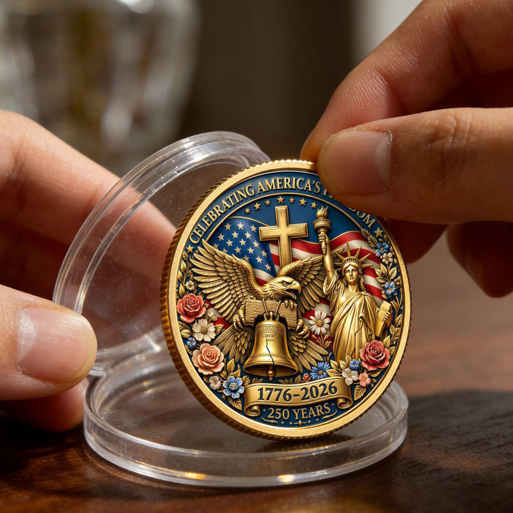 250 Years Celebration Coin, Semiquincentennial America Gift, Patriotic Collectible Coin
