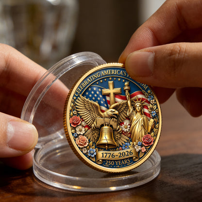 250 Years Celebration Coin, Semiquincentennial America Gift, Patriotic Collectible Coin