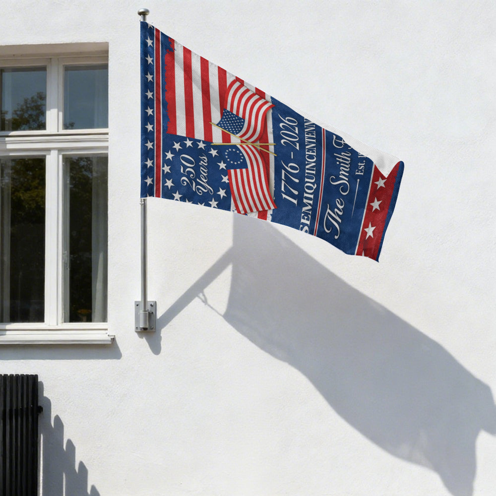 Custom Family America 250 Years Patriotic Double Flag Garden Flag